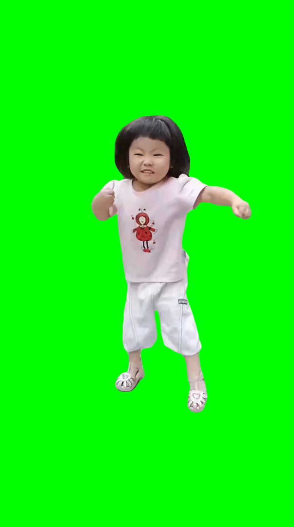 Little Asian Girl Dancing meme (Green Screen)