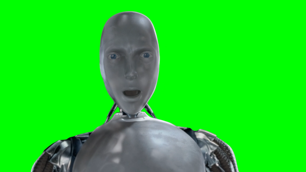 Robot side eyeing Will Smith meme - I, Robot movie (Green Screen)