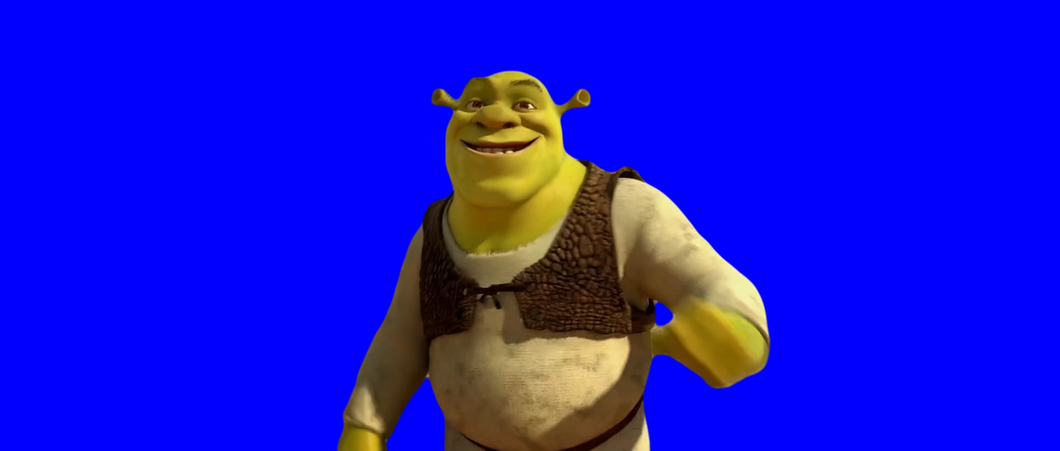 Shrek Walking And Scaring People Away meme - Shrek 4 (Blue Screen) (Green Screen)