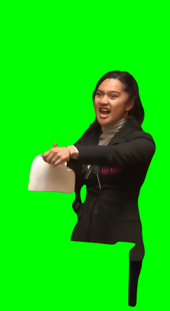 New Zealand MP Tearing Paper and Performing Haka in Parliament meme (Green Screen)