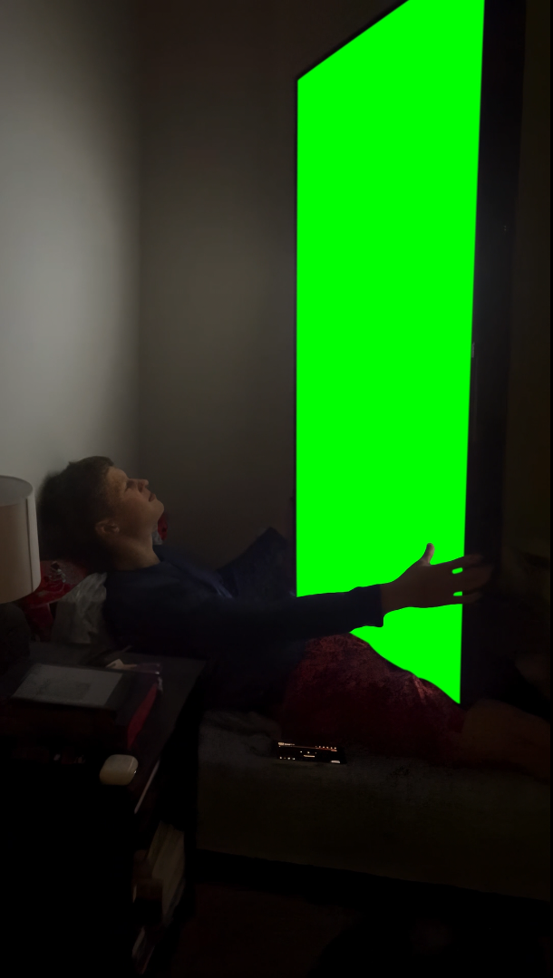 Man scrolling through Instagram Reels using a Giant Screen meme (Green Screen)