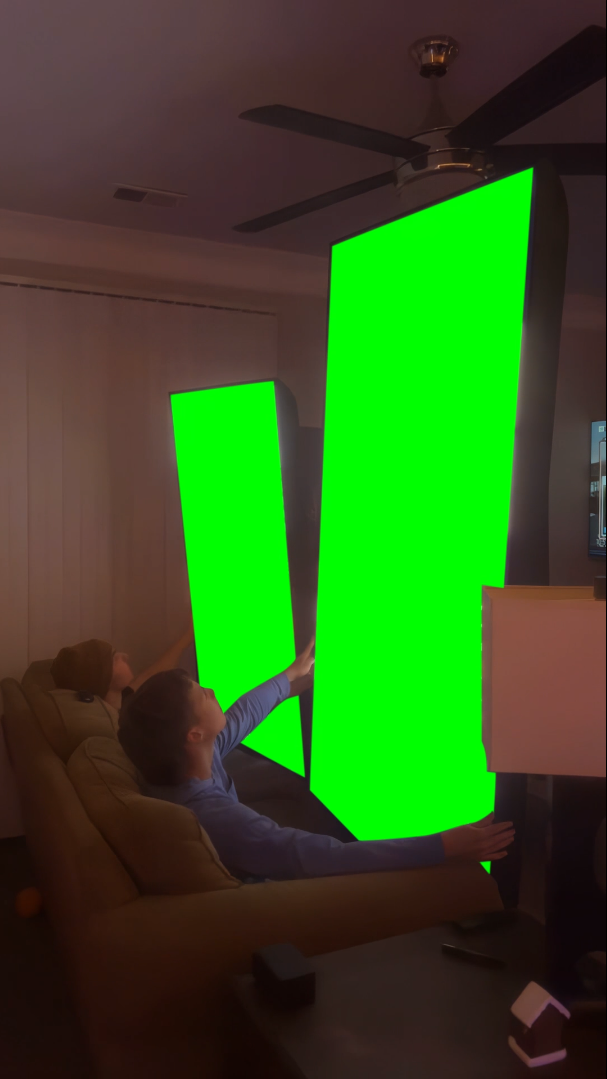 Two Guys watching Instagram Reels on Giant Screens meme (Green Screen)