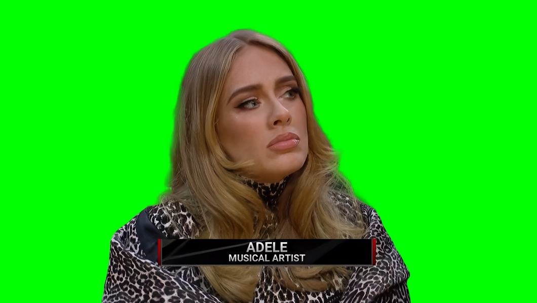 Adele ignoring the Camera at an NBA game meme  (Green Screen)