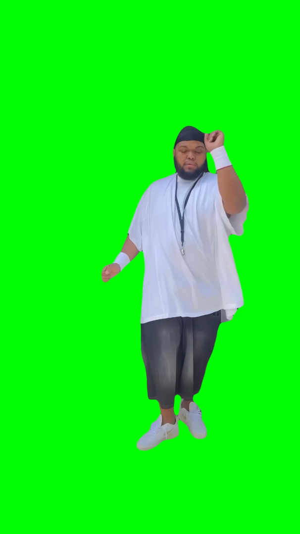 Druski dancing in a white shirt meme (Green Screen)