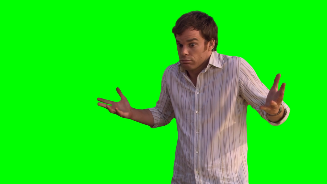 Dexter Shrugging meme (Green Screen)