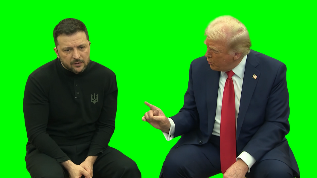 Donald Trump and Zelensky Arguing meme (Green Screen)