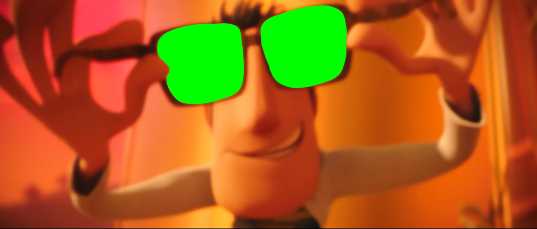 Cloud With A Chance Of Meatballs Glasses meme (Green Screen)
