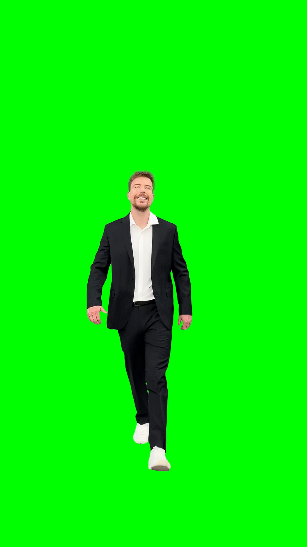 MrBeast Running in $1 vs $25,000 VFX meme (Green Screen)