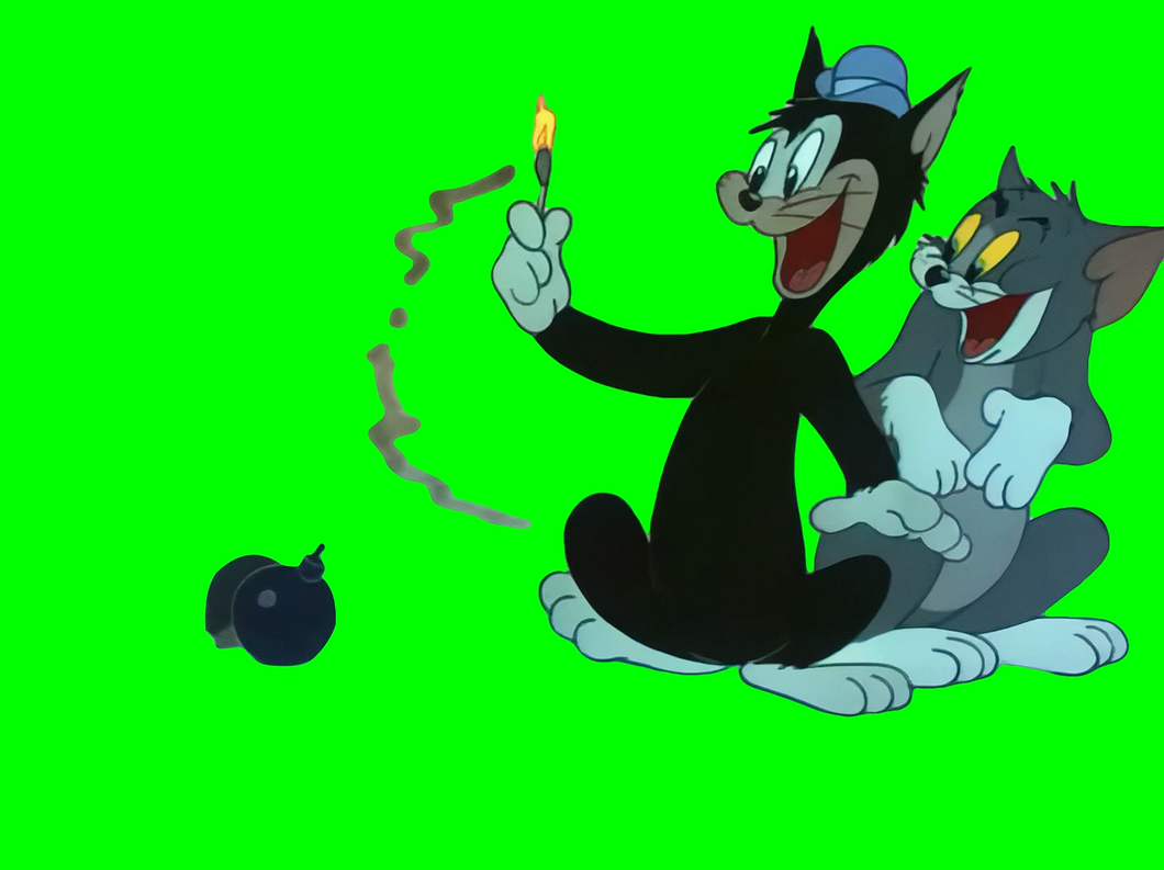 Tom, Jerry and Butch playing Hot Potato with a Bomb meme - Tom and Jerry (Green Screen)