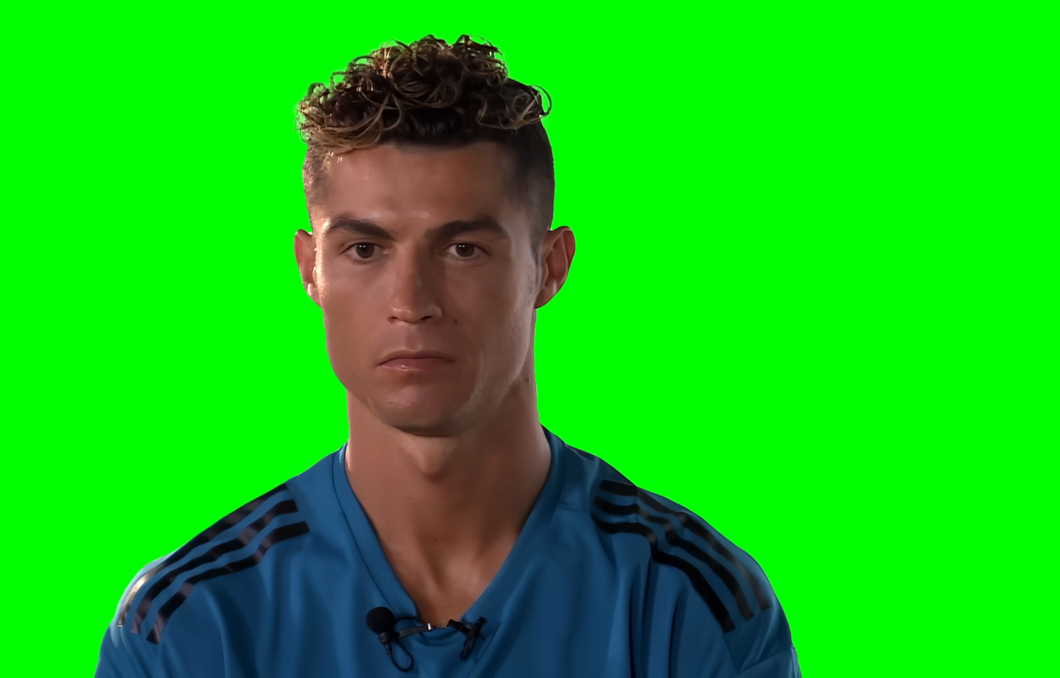 Cristiano Ronaldo Sighing Before Answering meme (Green Screen)