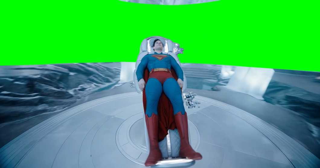 Superman Looking at Hologram meme (Green Screen)