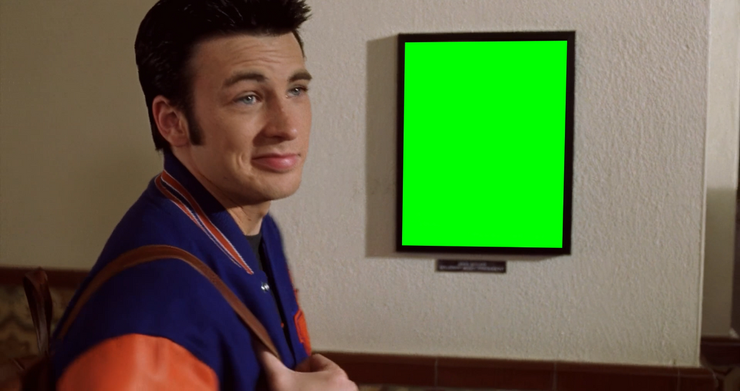 Chris Evans Looking At His Photo meme (Green Screen)