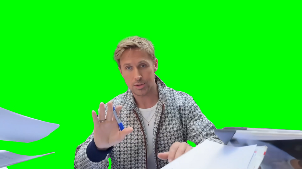 Ryan Gosling Signing Autographs meme (Green Screen)