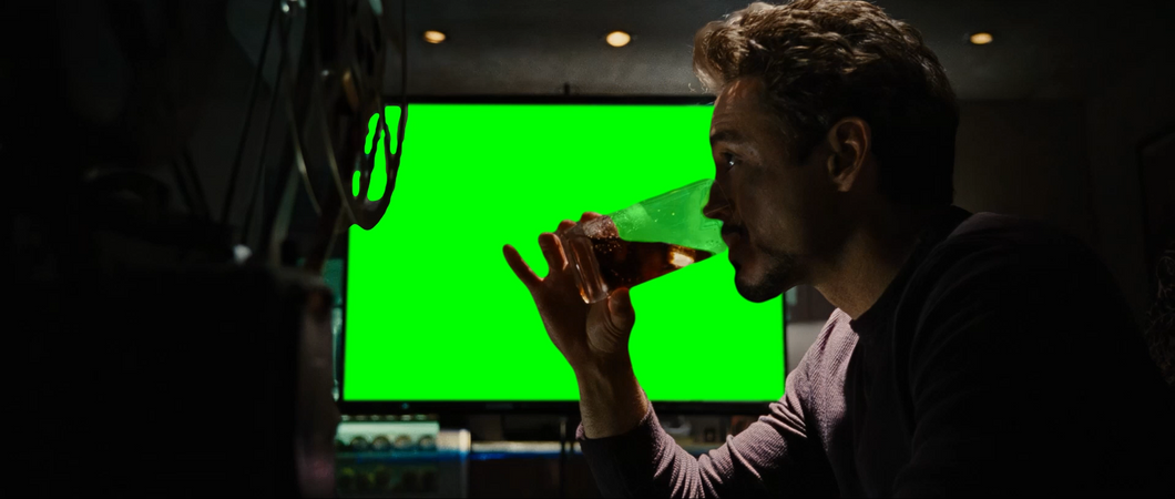 Iron Man Looking at Projector Screen meme - Iron Man 2 (Green Screen)