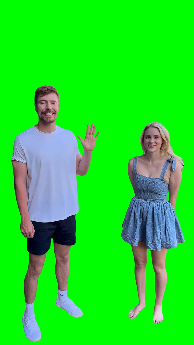 MrBeast Running with his Girlfriend meme (Green Screen)