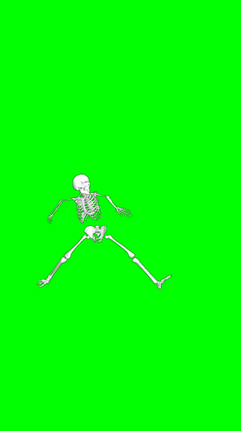 Skeleton Throwing a Ball meme (Green Screen)