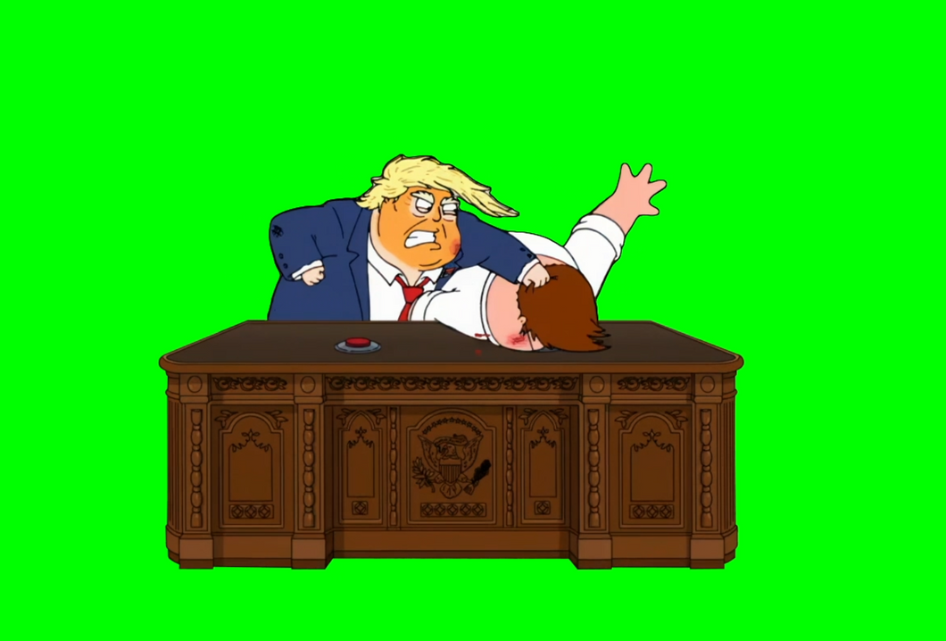 Donald Trump smashing Peter Griffin's head on a table meme - Family Guy (Green Screen)