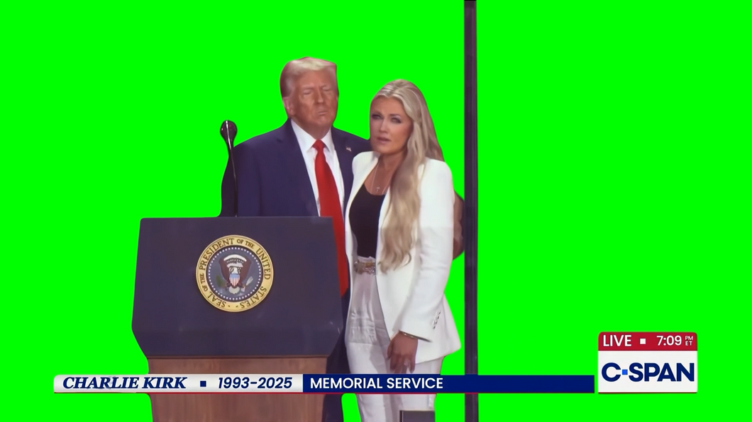 Donald Trump Hugging Erika Kirk meme  (Green Screen)