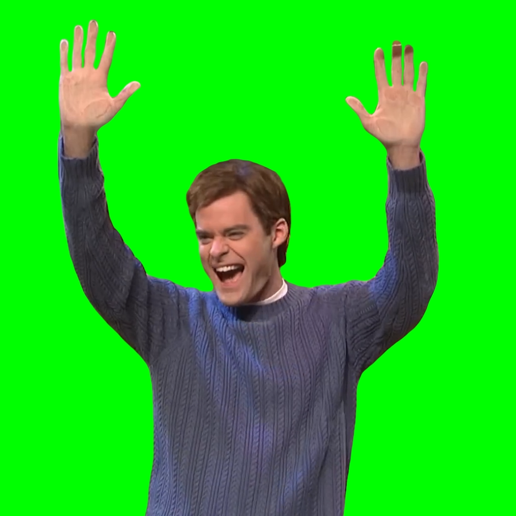 Bill Hader dancing in a box (Meme Template) (Green Screen)