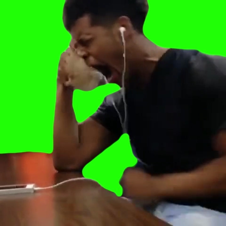 Guy Crying Over Music in Class (Green Screen)