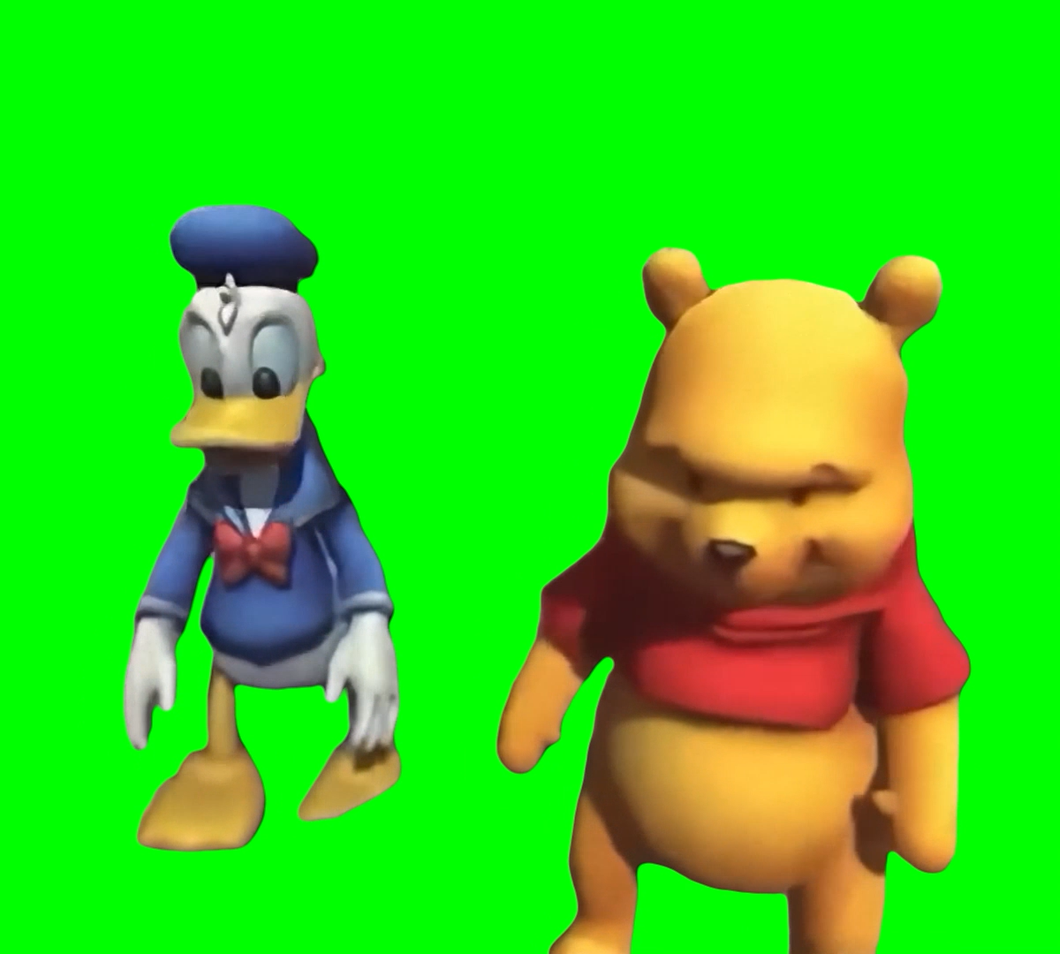 Donald Duck and Winnie the Pooh dancing (Green Screen) (Meme Template)