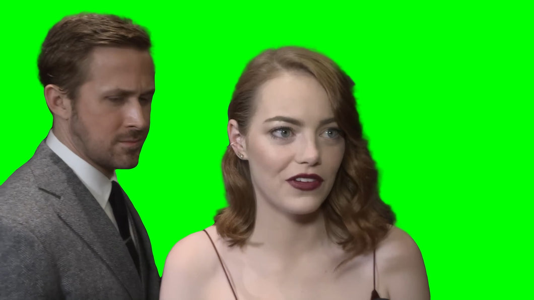 Ryan Gosling Walking Past Emma Stone meme (Green Screen)