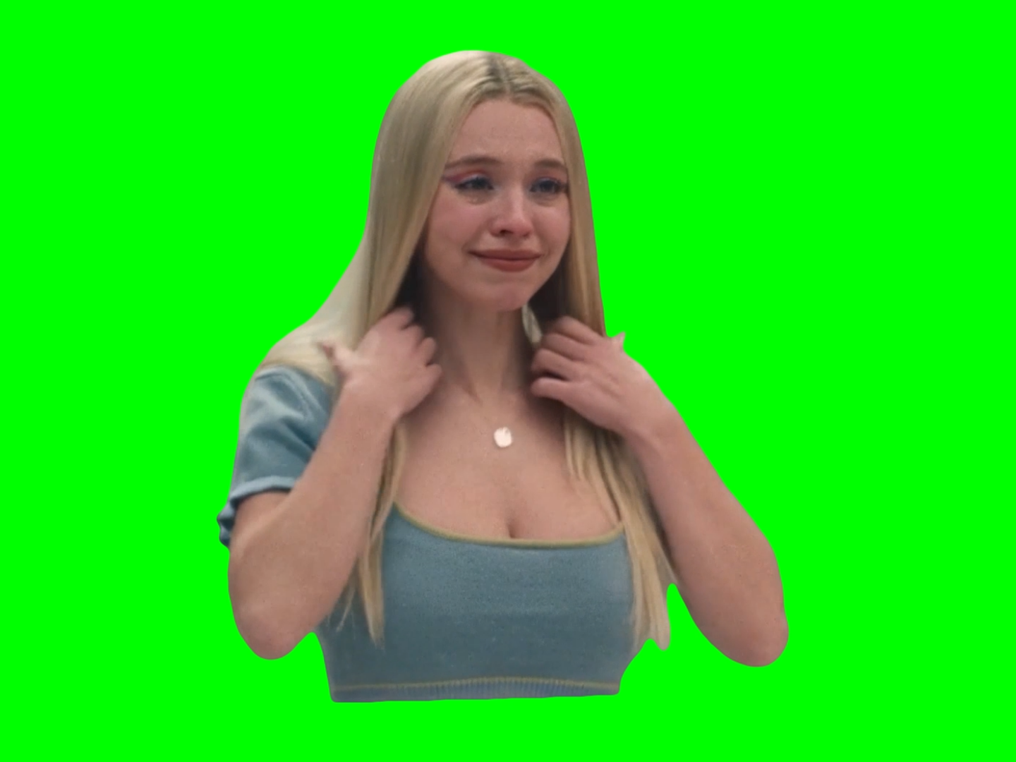 Sydney Sweeney crying and fixing her hair - Euphoria (Green Screen)