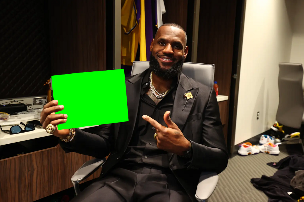LeBron James NBA Scoring Title Paper Meme Template (Green Screen) (Transparent PNG) (Content-Aware Fill)
