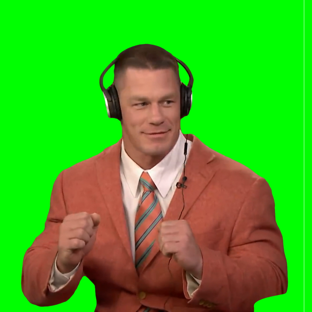 John Cena listening to music on headphones (Green Screen)