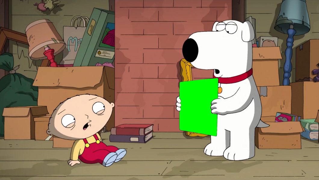 Family Guy - Stewie Scared of Queen Album (Green Screen)