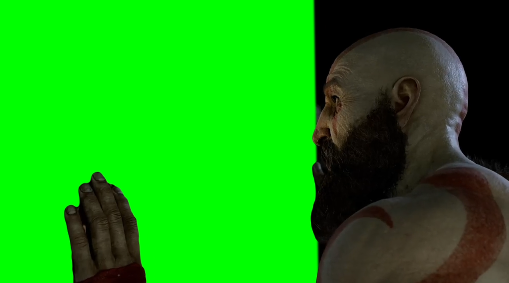 God of War Ragnarok - Kratos Crying after seeing his Prophecy mural painting (Green Screen)