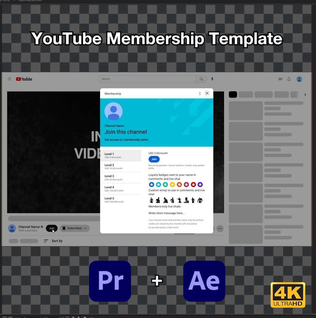 YouTube Join Membership Template (Light Mode)