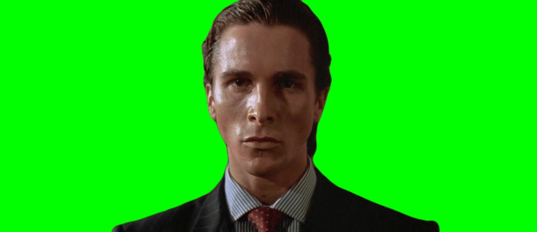 Patrick Bateman staring into the camera - American Psycho (Green Screen)