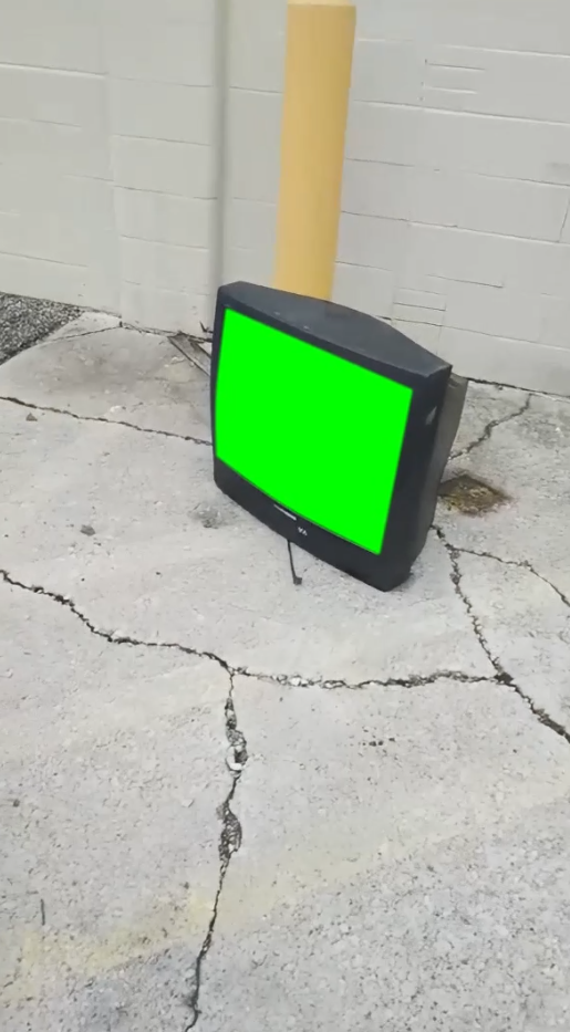 Guy Throws Brick At TV V2 (Green Screen)