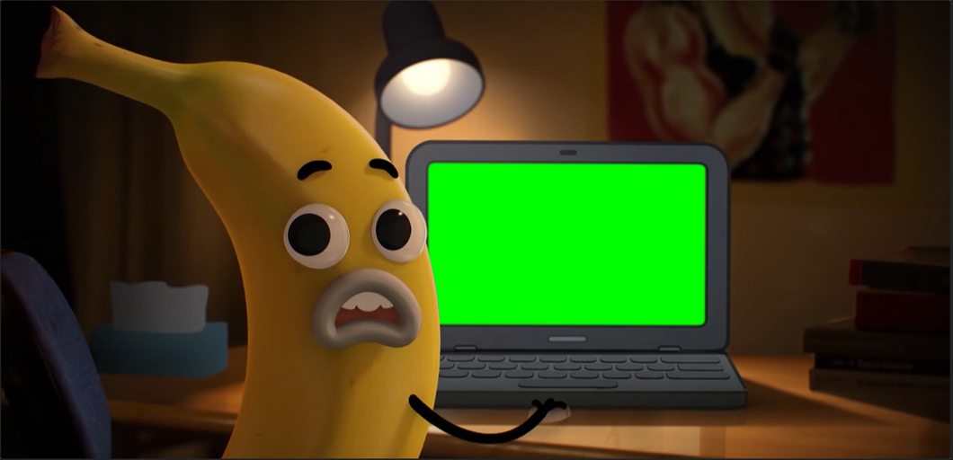 Gumball catches Banana Joe at laptop (Green Screen)