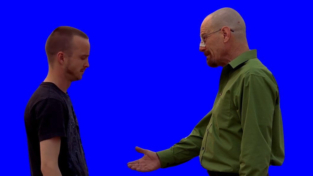Breaking Bad Handshake Walter White and Jesse Pinkman (Blue Screen) (Green Screen)