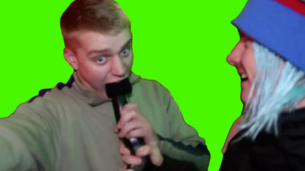 Drunk British Man Eats Microphone (Green Screen)