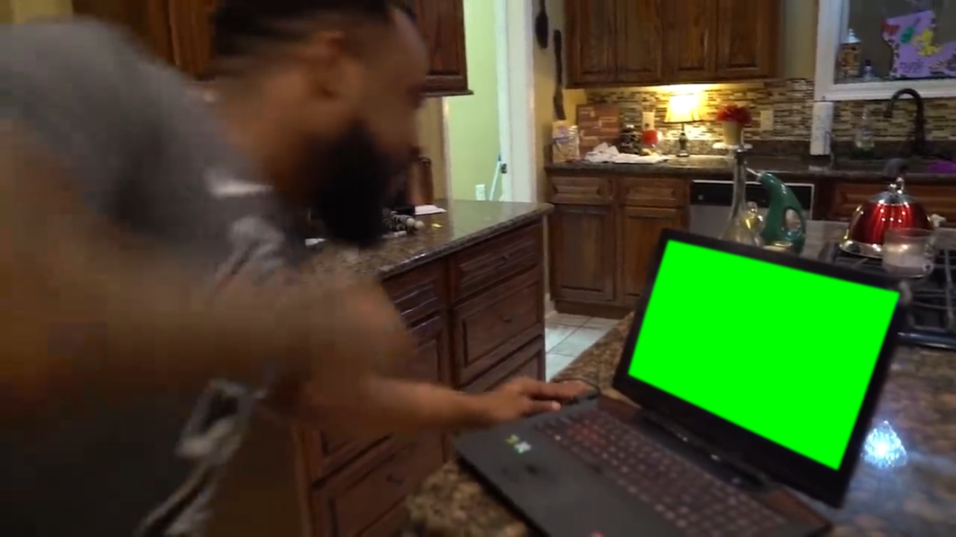 CashNasty Punches and Breaks Laptop (Green Screen)