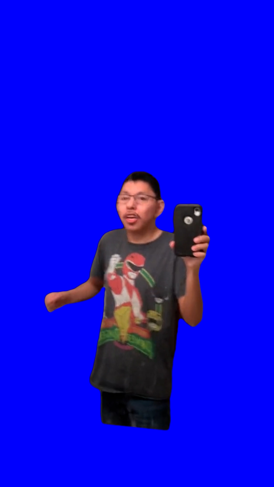 Guy Dancing In Front Of Mirror (Blue Screen)