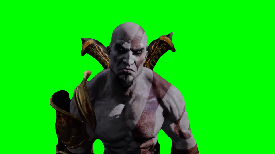 Kratos stares down Hercules (Green Screen)