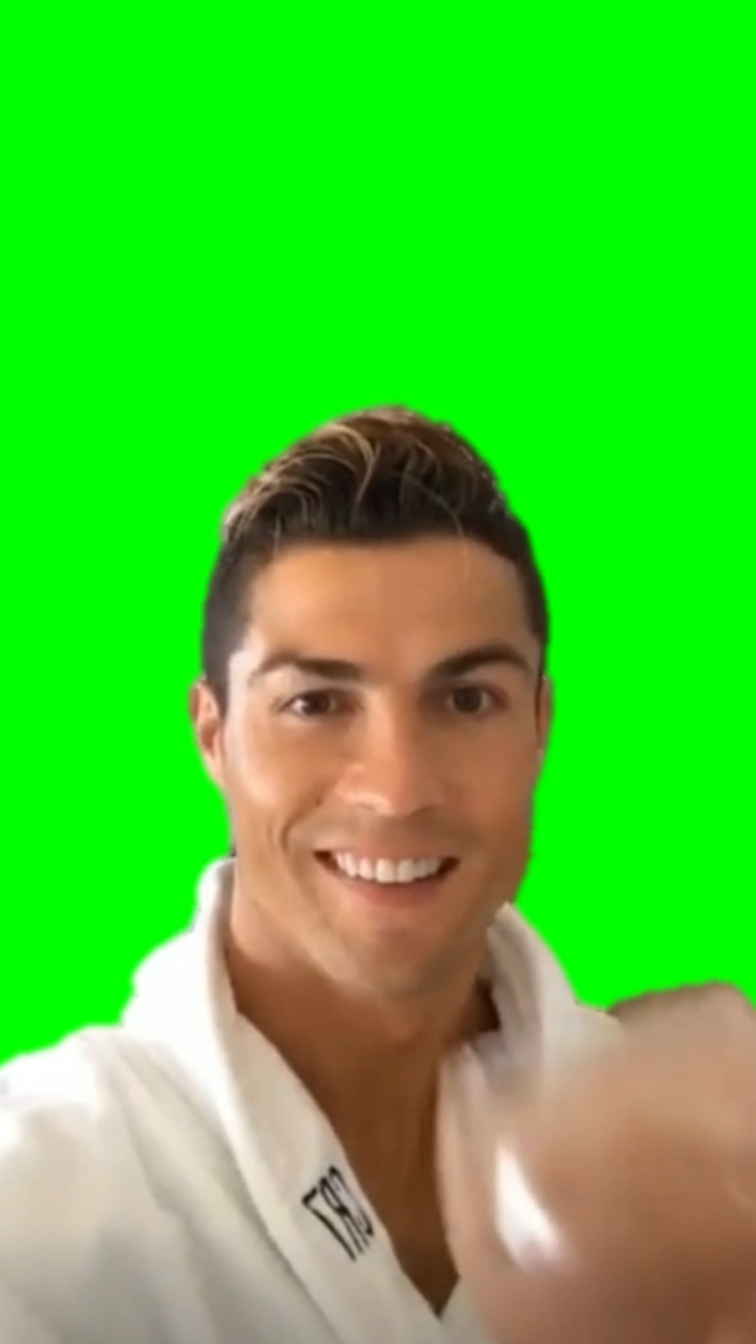 Cristiano Ronaldo Drinking and Smiling Meme (Green Screen)