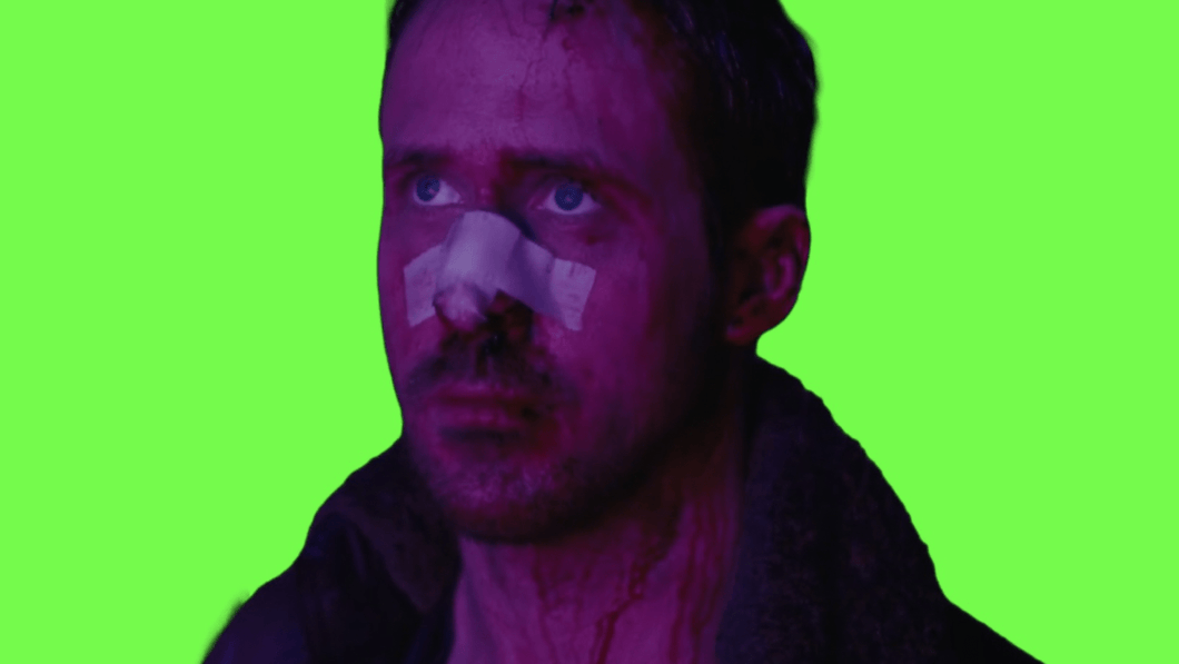 Sad Ryan Gosling in the rain - Blade Runner 2049 (Green Screen)