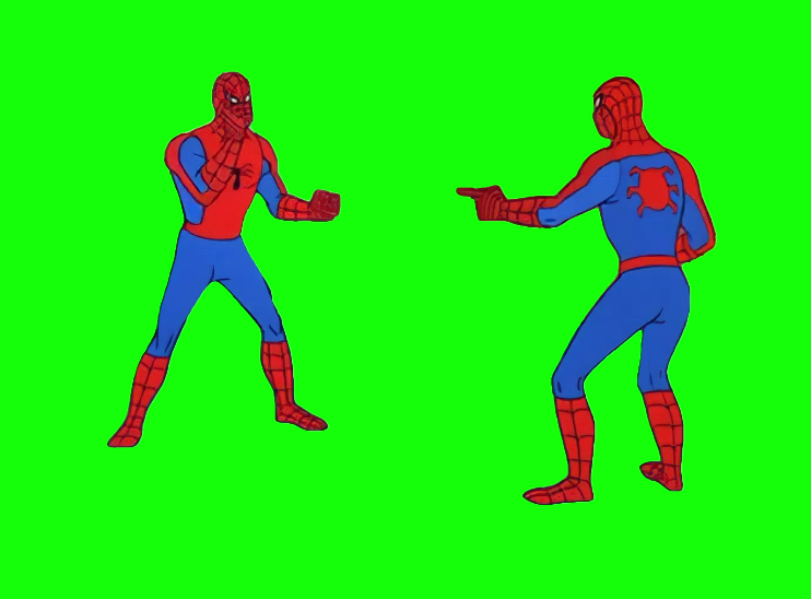 Spider-Man 1967 - Double Identity Pointing Meme (Green Screen)