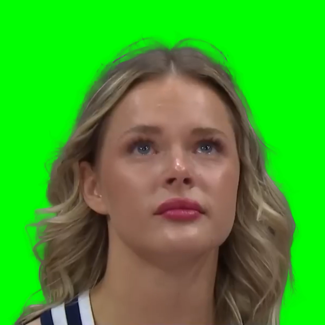 Taylor Swift Lookalike Crying - Utah State Cheerleader Crying (Green Screen)