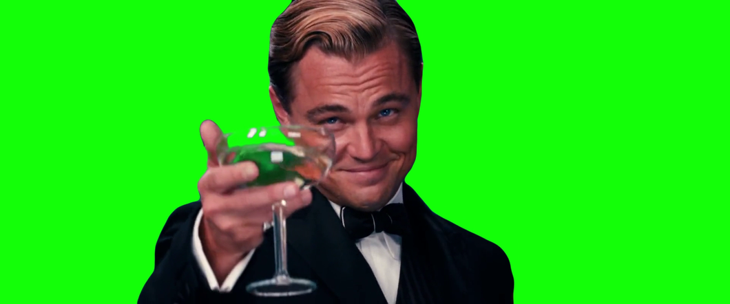 Leonardo DiCaprio Cheers Scene (Green Screen)